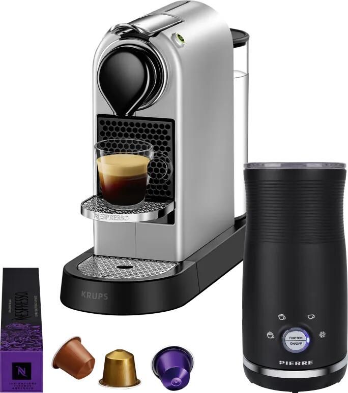 Krups Nespresso Citiz XN741B Zilver + Pierre Melkopschuimer