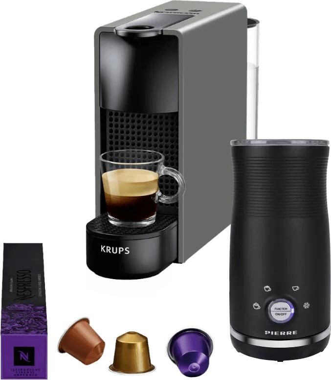 Krups Nespresso Essenza Mini XN110B Grijs + Pierre Melkopschuimer
