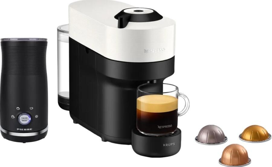 Krups Nespresso Vertuo Pop XN9201 Coconut White + Pierre Melkopschuimer