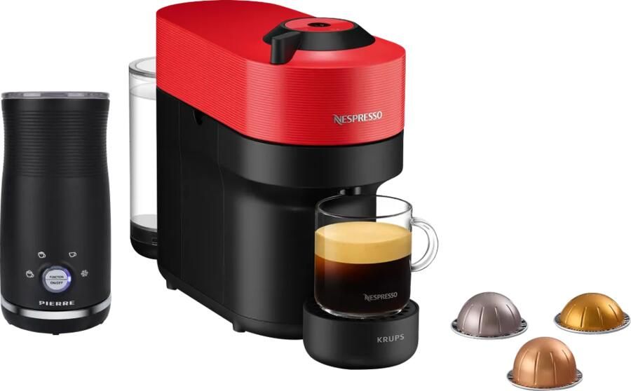 Krups Nespresso Vertuo Pop XN9205 Spicy Red + Pierre Melkopschuimer
