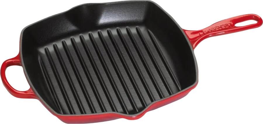Le Creuset Gietijzeren Vierkante Grillpan Kersenrood 26cm | Potten&Pannen | 0024147232711