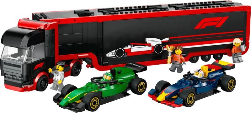 Lego City F1 Truck met RB20 en AMR24 F1 auto's 60445