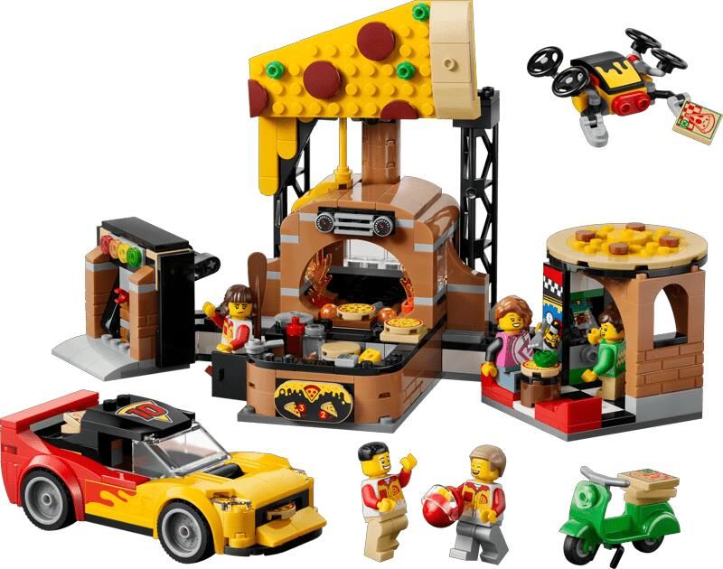 LEGO City 60496 pizza bezorgervaring met voertuigen