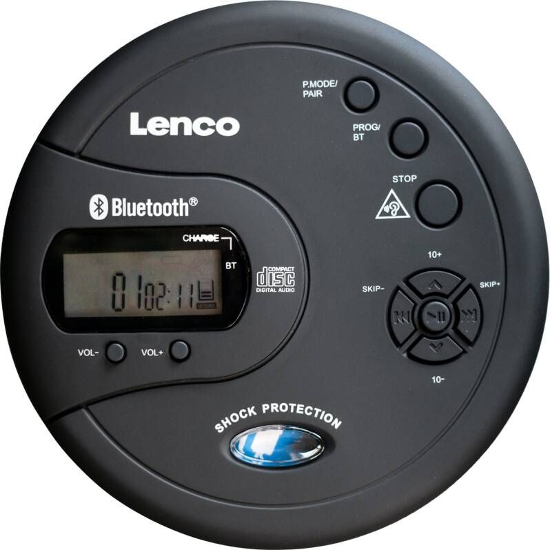 Lenco Draagbare Bluetooth CD-MP3 speler met anti-shock Zwart