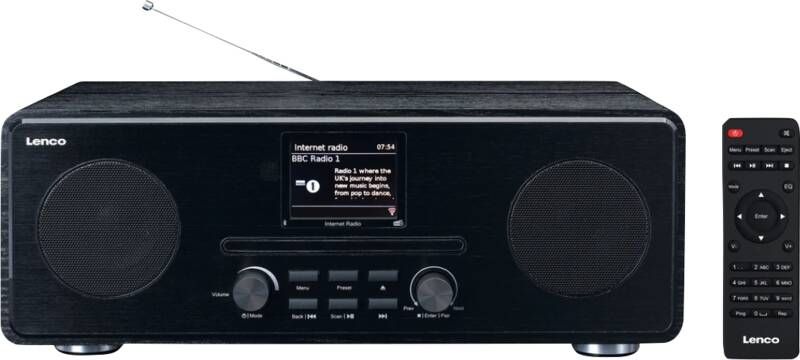 Lenco Internet DAB+ FM Radio met CD-speler en Bluetooth Zwart