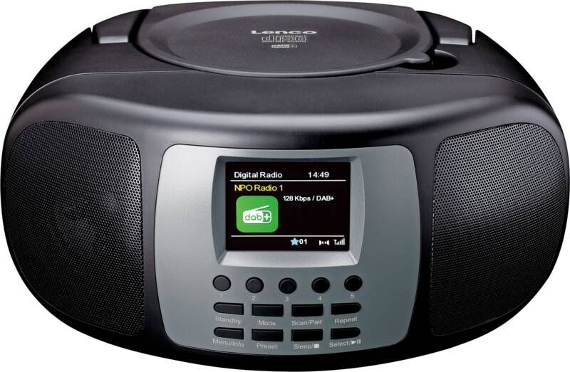 Lenco Draagbare DAB+ FM radio met Bluetooth CD-speler en groot LCD kleurendisplay Zwart-Grijs