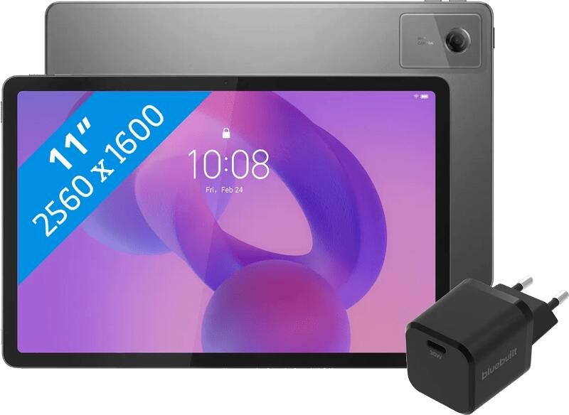 Lenovo Idea Tab 11 inch 128GB Wifi Grijs met Stylus + BlueBuilt Oplader