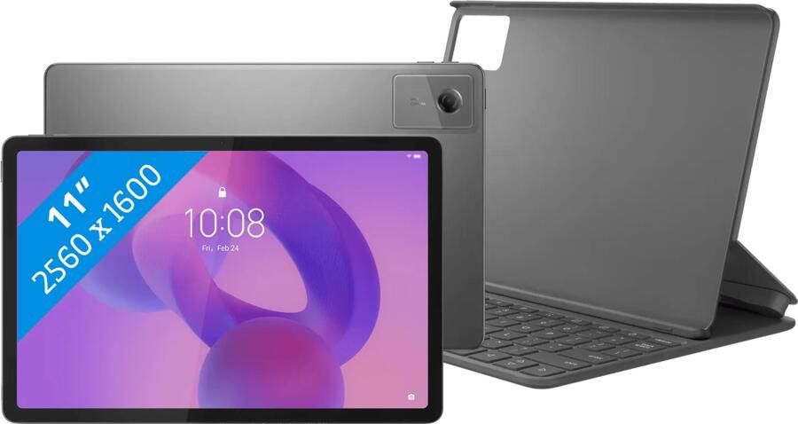 Lenovo Idea Tab 11 inch 128GB Wifi Grijs met Stylus + Toetsenbord Hoes QWERTY