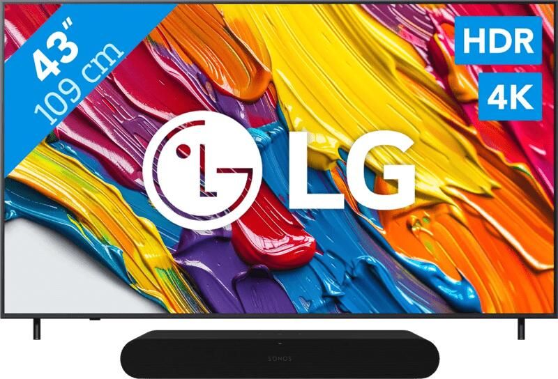 LG 43" QNED82 4K (2025) + Sonos Ray Zwart