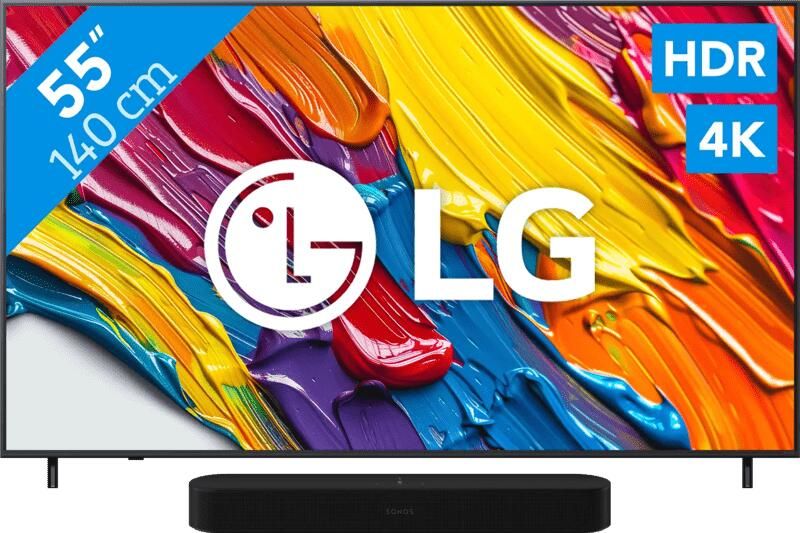 LG 55" QNED82 4K (2025) + Sonos Beam Gen2 Zwart