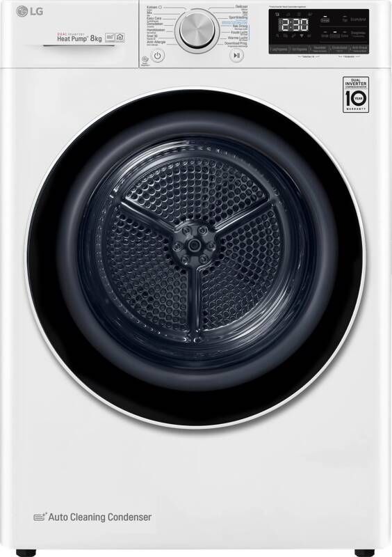 LG RH80V9AV4N 8 kg droger met DUAL Inverter Heat pump™ Supersnel of Superzuinig Auto Cleaning Condensor ThinQ