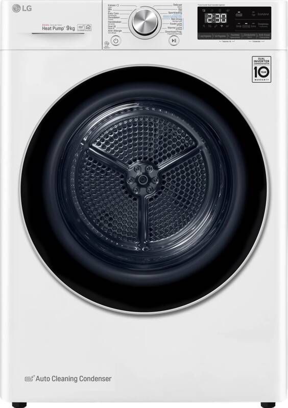 LG RH90V9AV3N 9 kg droger met DUAL Inverter Heat pump™ Supersnel of Superzuinig Auto Cleaning Condensor ThinQ