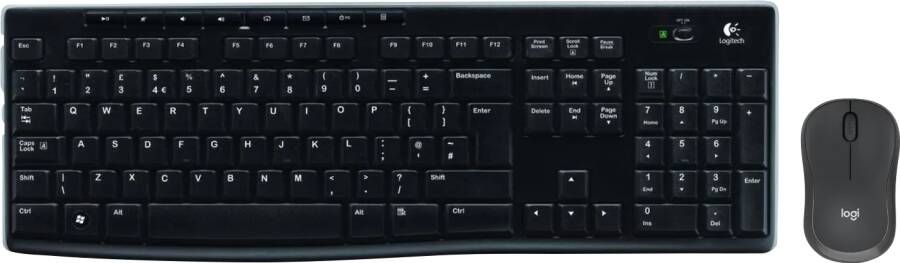 Logitech K270 Draadloos Toetsenbord QWERTY + M240 Silent Draadloze Muis Zwart
