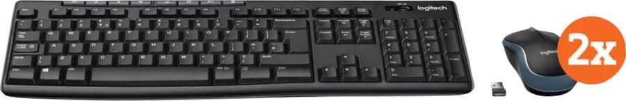 Logitech MK270 Draadloos Toetsenbord en Muis QWERTY 2-Pack