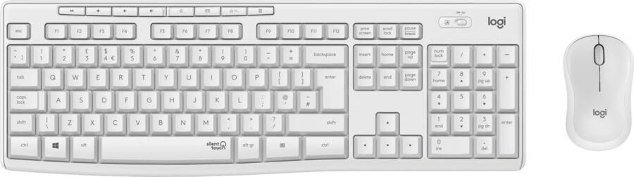 Logitech MK295 Silent Draadloze Toetsenbord en Muis Wit QWERTY