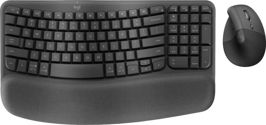 Logitech Wave Keys Draadloos Ergonomisch Toetsenbord + Lift Ergonomische Muis