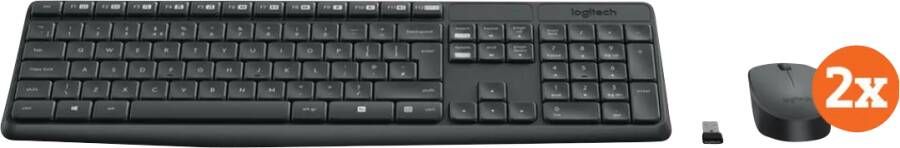 Logitech MK235 Draadloze Toetsenbord en Muis QWERTY 2-Pack