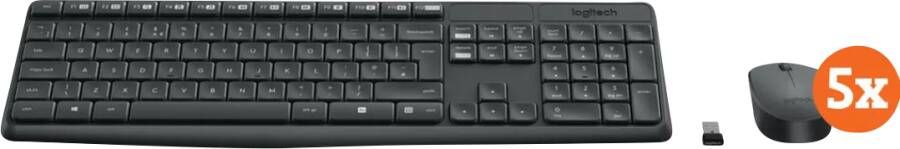 Logitech MK235 Draadloze Toetsenbord en Muis QWERTY 5-Pack