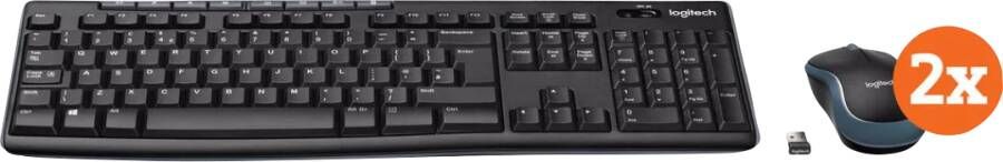 Logitech MK270 Draadloos Toetsenbord en Muis QWERTY 2-Pack