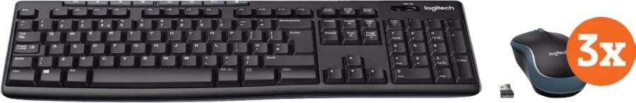 Logitech MK270 Draadloos Toetsenbord en Muis QWERTY 3-Pack