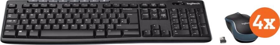 Logitech MK270 Draadloos Toetsenbord en Muis QWERTY 4-Pack