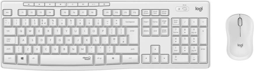 Logitech MK295 Silent Draadloze Toetsenbord en Muis Wit QWERTY