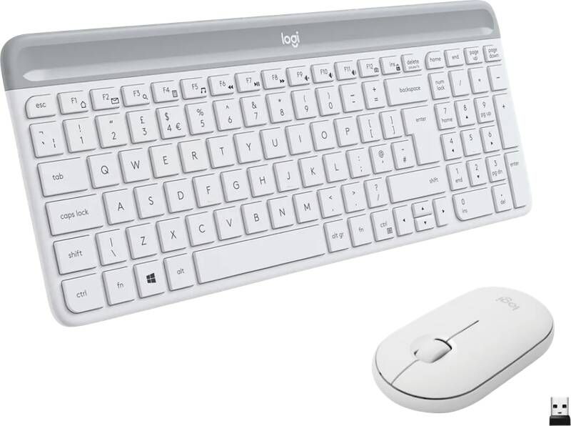Logitech MK470 Slim Draadloos Toetsenbord en Muis Wit QWERTY