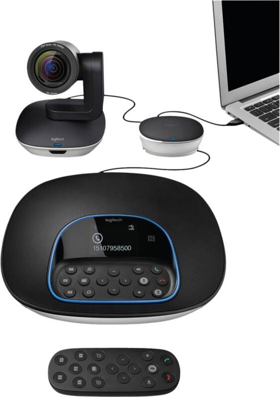 Logitech Videoconferentiekit Maximaal 14 deelnemers Microfoonverlenging