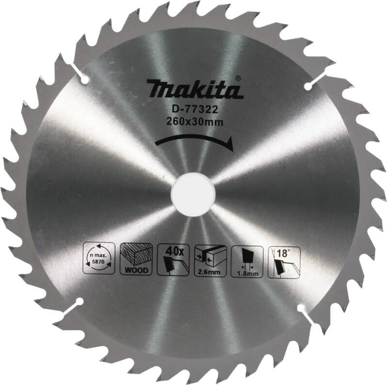 Makita Afkortzaagblad 260x30 40T