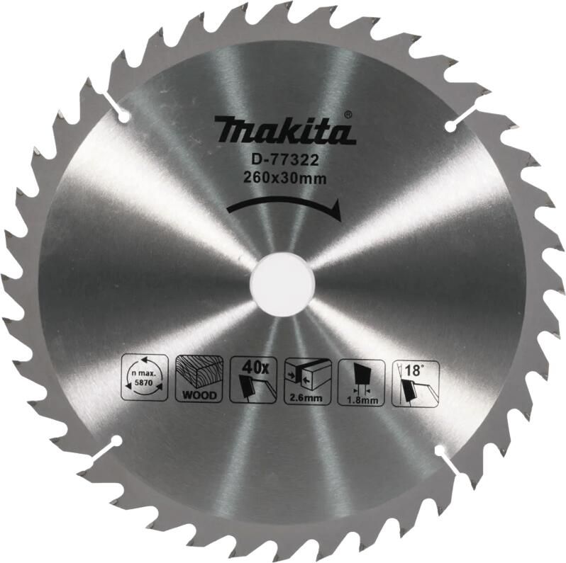 Makita Afkortzaagblad 260x30 40T