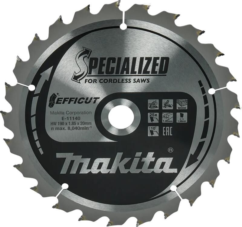 Makita Afkortzaagblad Hout Efficut 190x20x1 85 25T