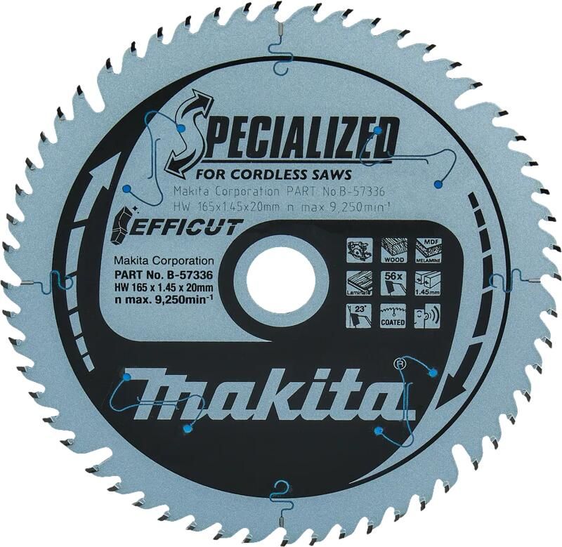 Makita Cirkelzaagblad Hout Efficut 165x20x1 45 56T