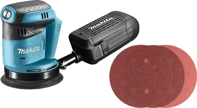 Makita DBO180ZJ (zonder accu) + Bosch Schuurschijf 125 mm K80 K120 K240 (25x)