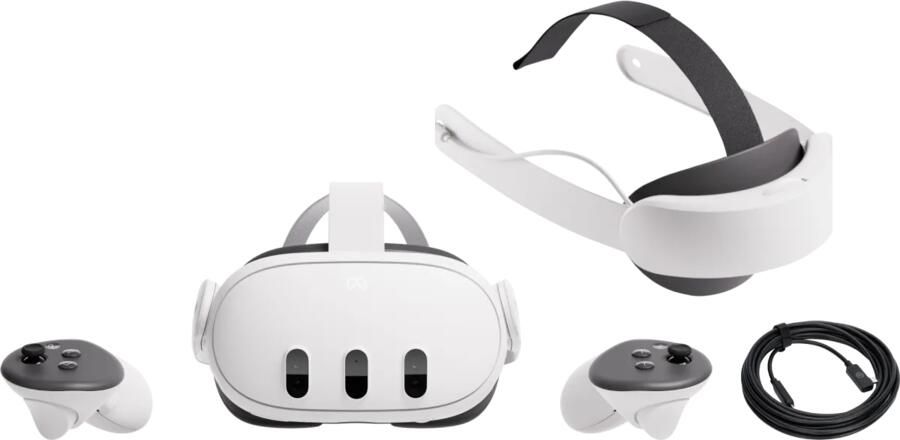 META Quest 3 512GB + BlueBuilt PC Link Cable + Elite Strap met batterij