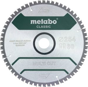 Metabo MULTI CUT CLASSIC 628285000 Cirkelzaagblad 254 x 30 x 1.8 mm Aantal tanden: 60 1 stuk(s)