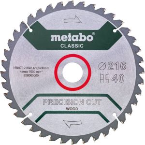Metabo Precision Cut Wood Zaagblad voor Hout 216x30X1 8mm 40T