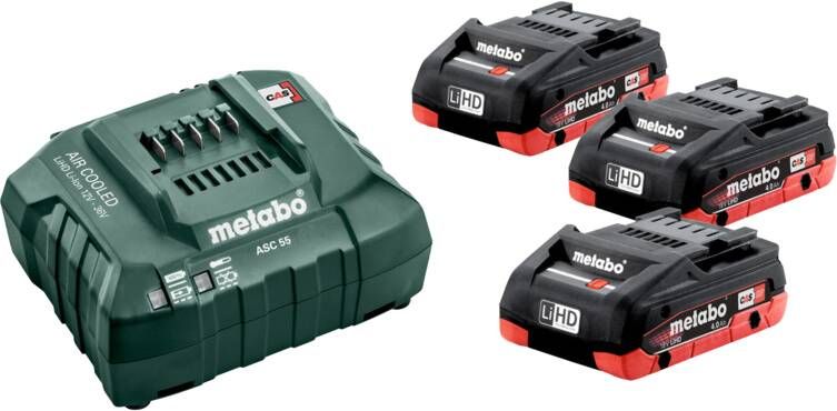 Metabo Basic-Set 3 x LiHD 4.0 Ah 685132000 Accu en acculader voor gereedschap 4.0 Ah LiHD