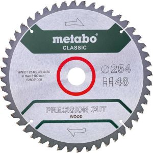 Metabo 628061000 Precision Cut Cirkelzaagblad 254 x 30 x 48T Hout