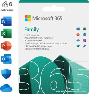 Microsoft Office 365 Family NL Abonnement 1 jaar