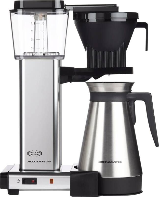 Moccamaster KBGT Polished Silver Koffiemachine met Thermoskan Filterkoffie Zilver