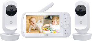 Motorola Nursery Babyfoon Ease Vm35-2 5-inch Gesplitst Scherm Wit 2 Camera&apos;s Nachtvisie Ingebouwde Microfoon