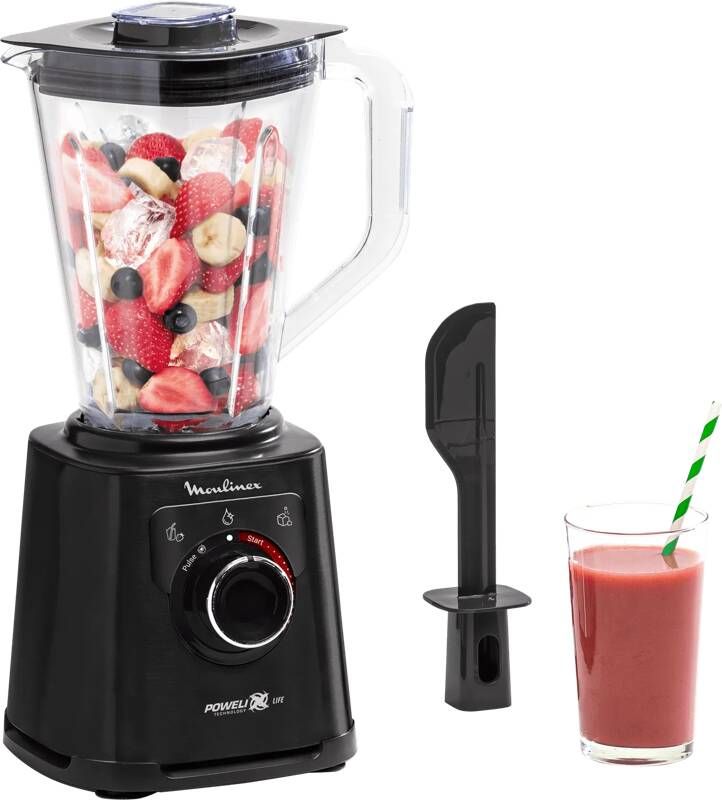 Moulinex Blender Lichtgewicht onbreekbare kom 2 L Hogesnelheidsblender Powelix Life-messen PerfectMix + LM88A810