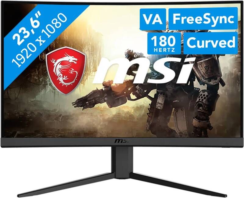 MSI Curved PC Gamer-scherm G24C4 E2 24 FHD VA-paneel 180Hz 1 ms 2 x HDMI 1 x Displayport
