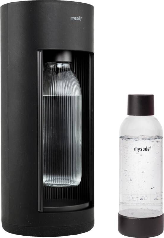 Mysoda Glassy Black bruiswatertoestel gemaakt van ecologisch biocomposiet & aluminium incl 2 flessen