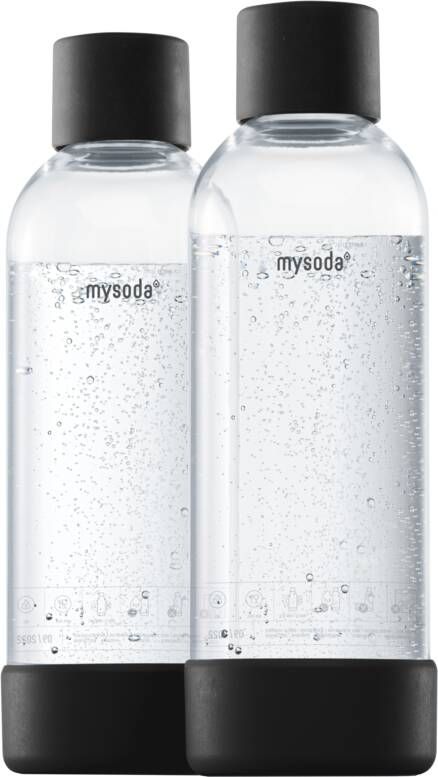Mysoda Set van 2 herbruikbare flessen van 1 liter zwart- Geschikt voor Mysoda apparaten