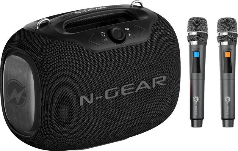 N-Gear NRG600 Bluetooth Speaker Partybox met Verlichting + 2 Microfoons IPX5 Waterdicht Zwart