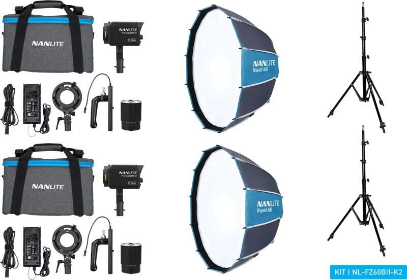 Nanlite Forza 60B II LED Bi-Color Dual Kit (met lightstand en softbox)