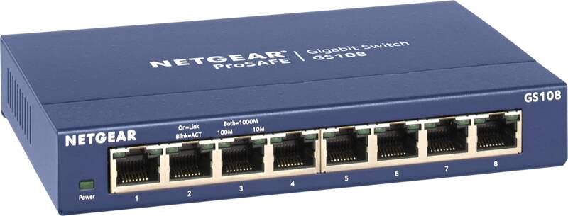 Netgear Prosafe GS108GE Switch Blauw