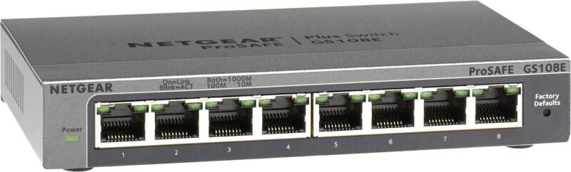 Netgear GS108Ev4 switch (8-port gigabit prosafe plus) Switch Grijs