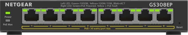 Netgear GS308EP-100PES Switch Zwart